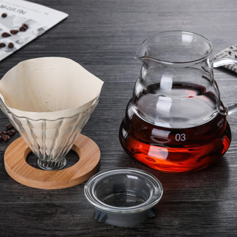 Bule de Café de Vidro Borossilicato com Coador de Café tipo Hario V60 11