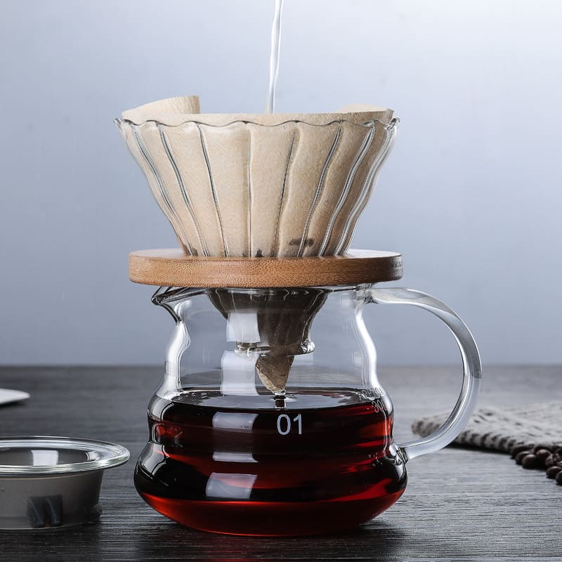 Bule de Café de Vidro Borossilicato com Coador de Café tipo Hario V60 5