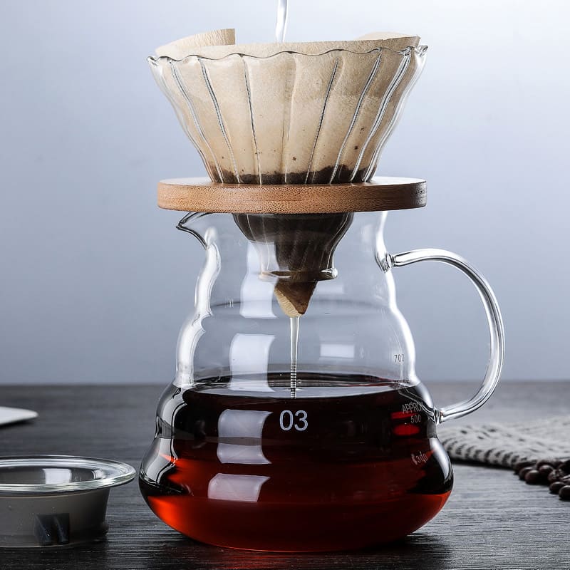 Bule de Café de Vidro Borossilicato com Coador de Café tipo Hario V60 7