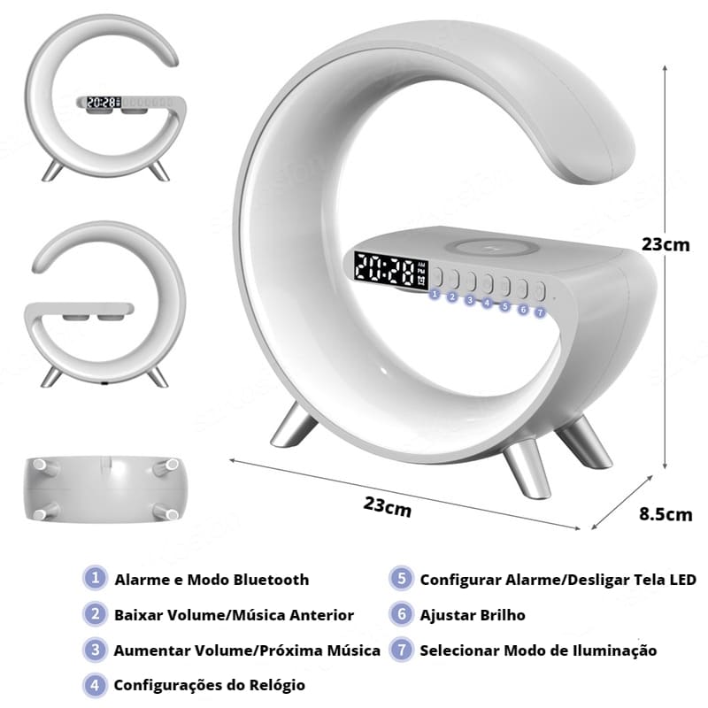 Carregador Iphone Samsung por Indução + Despertador + Luminária 18