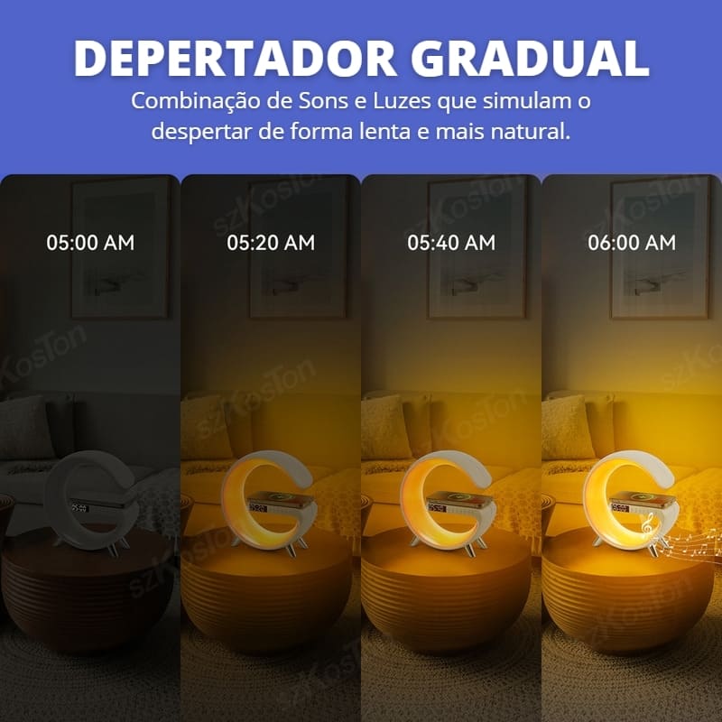 Carregador Iphone Samsung por Indução + Despertador + Luminária 8
