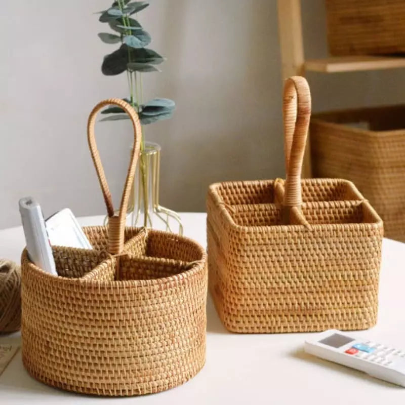 Cesta de Armazenamento de Vime em Rattan Feita a Mão Polihousi 1