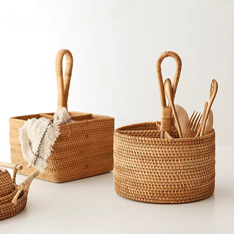 Cesta de Armazenamento de Vime em Rattan Feita a Mão Polihousi 9