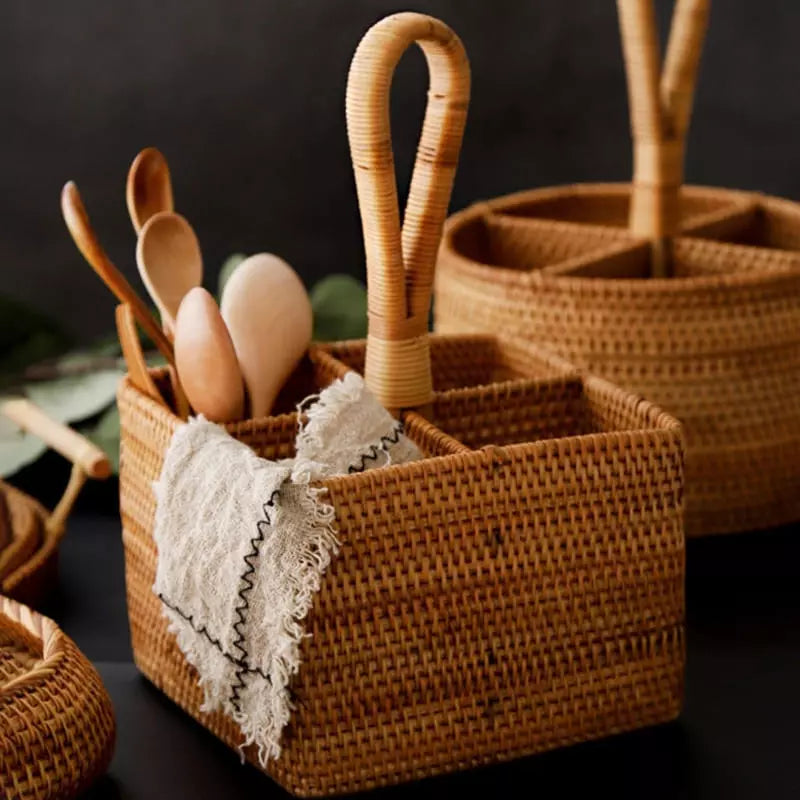 Cesta de Armazenamento de Vime em Rattan Feita a Mão Polihousi 4