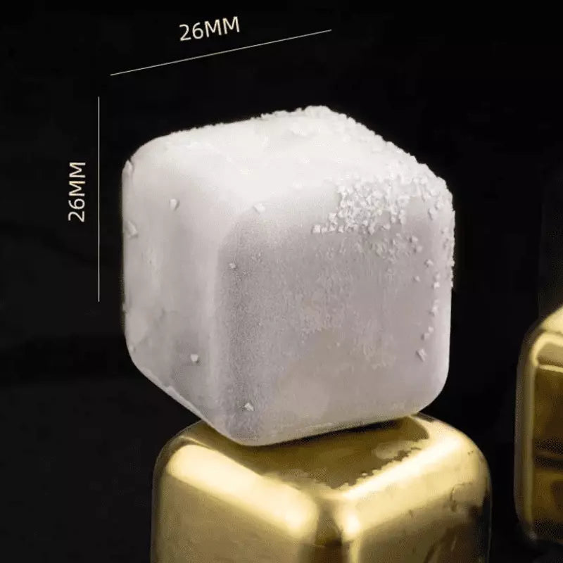 Cubos de Gelo Aço Inox Dourado com Pegador Polihousi 15