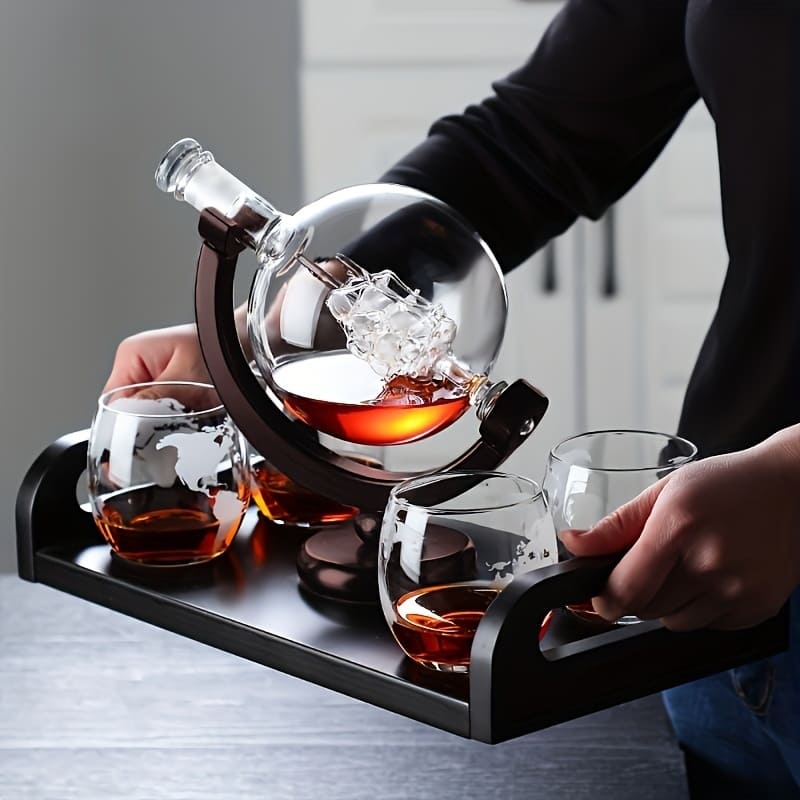 Decanter Whisky Globo Conjunto Recipiente de Vidro Polihousi 2