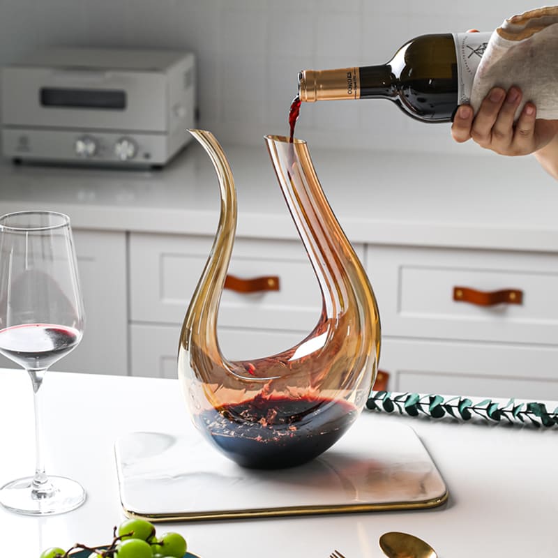 Decanter de Vinho Recipiente de Vidro Cisne Decantador Ambar Polihousi 1