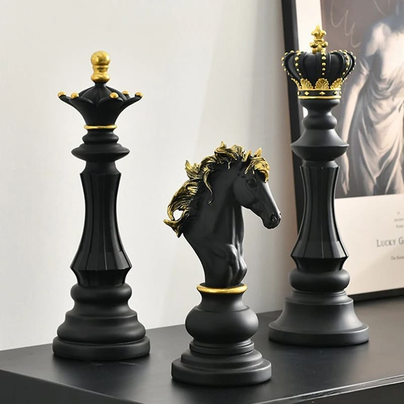 Decoração de Mesa Resina Estátua Peças de Xadrez Polihousi 2