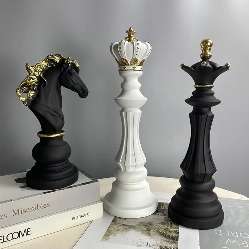 Decoração de Mesa Resina Estátua Peças de Xadrez Polihousi 3