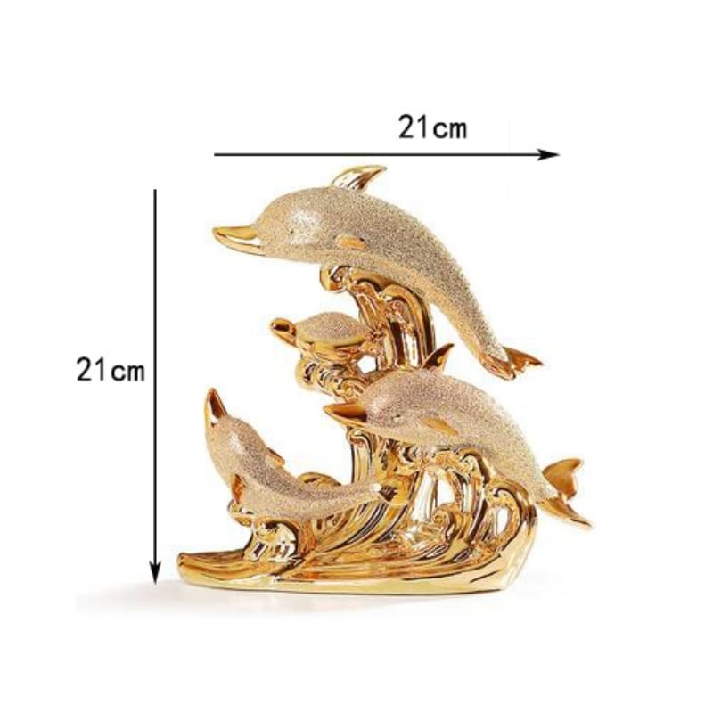 Decoração de Mesa de Luxo Cerâmica Estátua de Golfinhos Polihousi 10