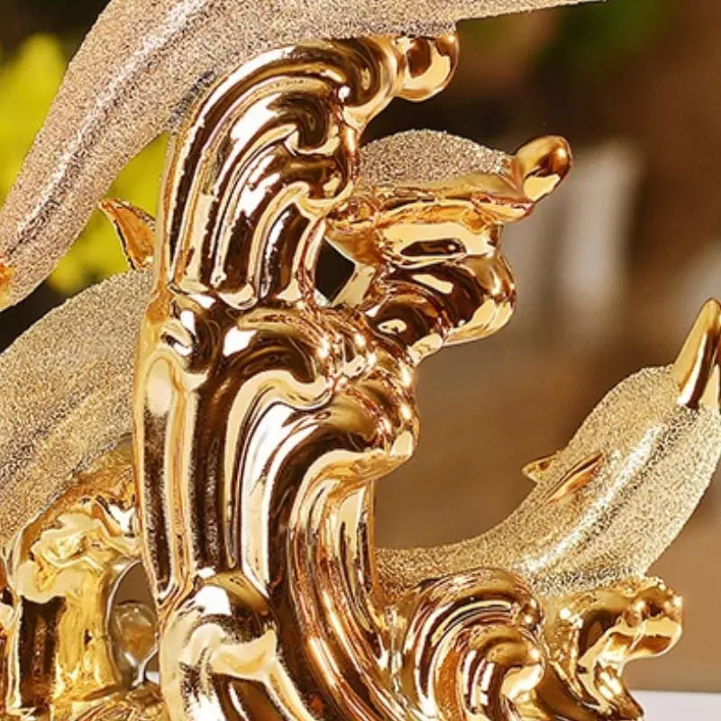 Decoração de Mesa de Luxo Cerâmica Estátua de Golfinhos Polihousi 7