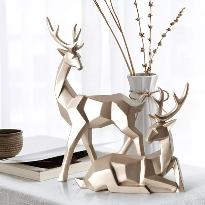 Decoração de Mesa de Resina Estátua Cervo 2 Peças Polihousi 1