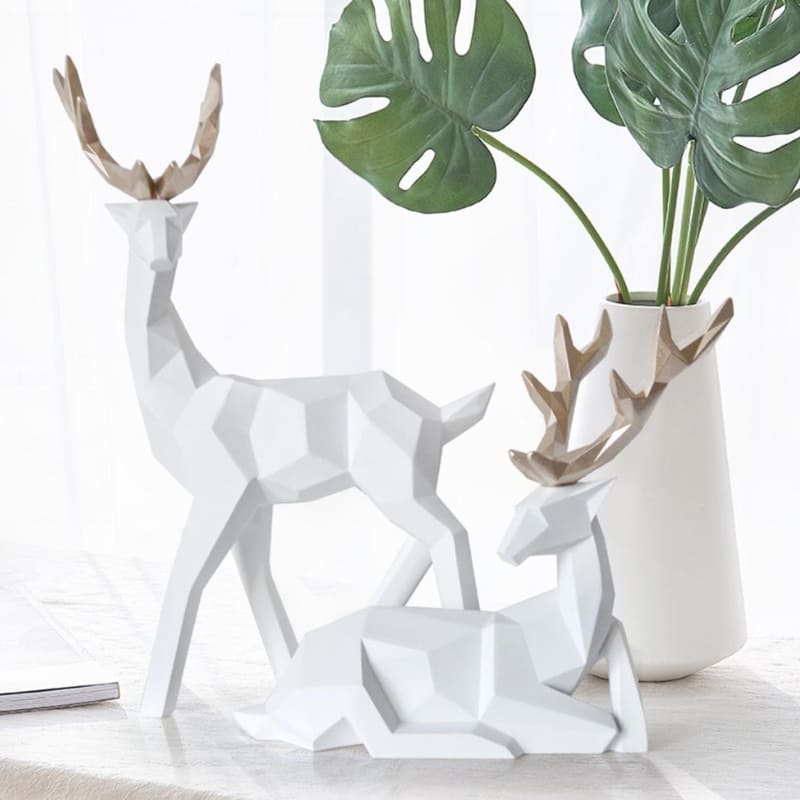 Decoração de Mesa de Resina Estátua Cervo 2 Peças Polihousi 10