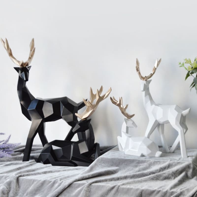 Decoração de Mesa de Resina Estátua Cervo 2 Peças Polihousi 2