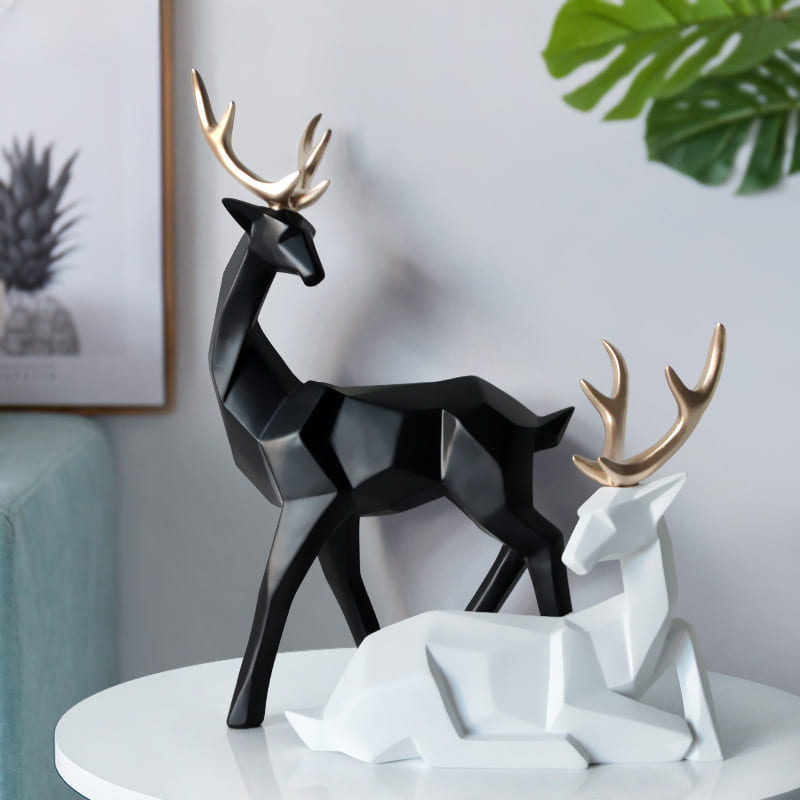 Decoração de Mesa de Resina Estátua Cervo 2 Peças Polihousi 16