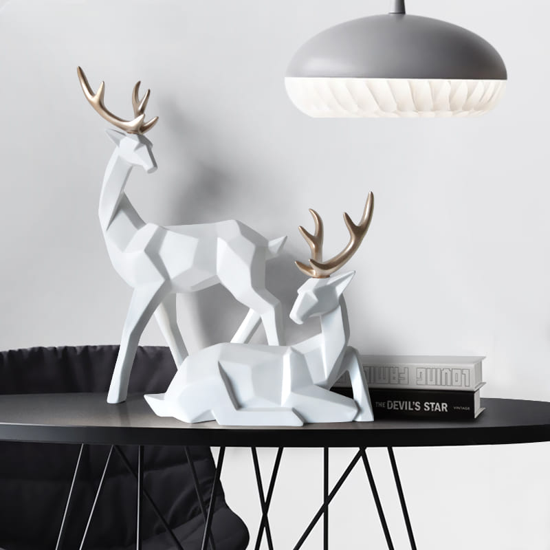 Decoração de Mesa de Resina Estátua Cervo 2 Peças Polihousi 17