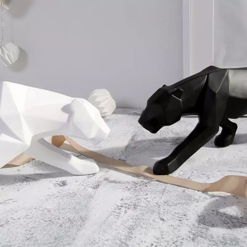 Decoração de Mesa de Resina Estátua Leopardo Polihousi 9