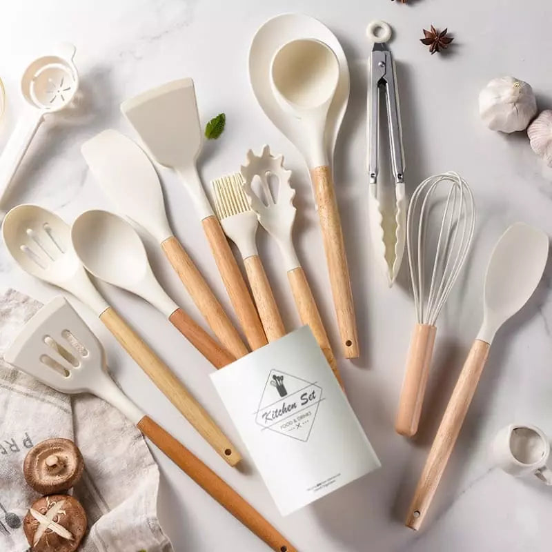 Kit Utensílios de Cozinha 14 Peças Silicone Com Organizador Polihousi 6