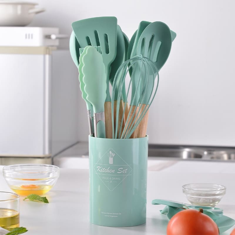 Kit Utensílios de Cozinha 14 Peças Silicone Com Organizador Polihousi 3