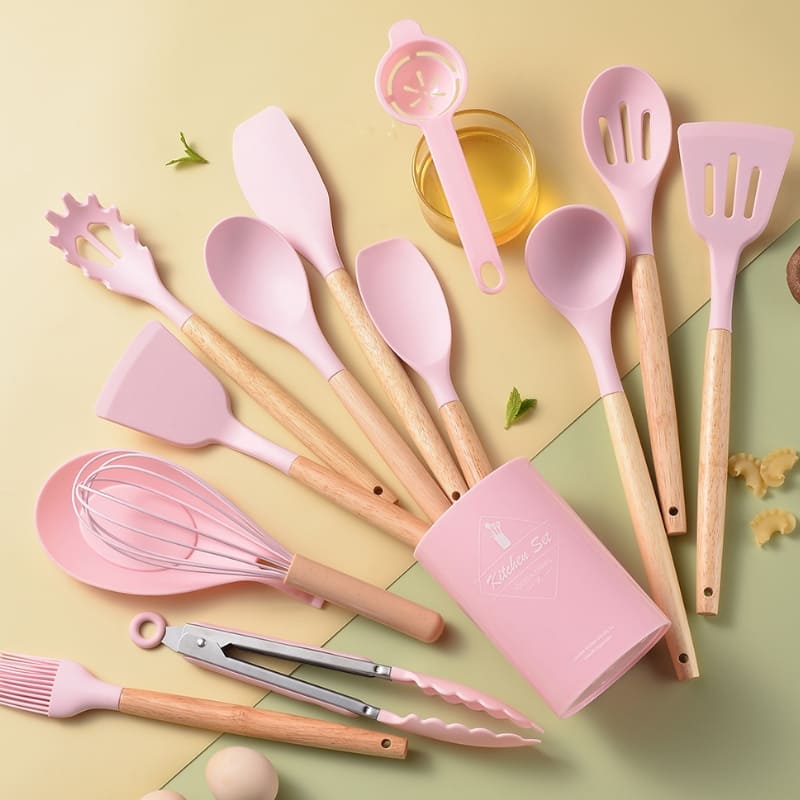Kit Utensílios de Cozinha 14 Peças Silicone Com Organizador Polihousi 8