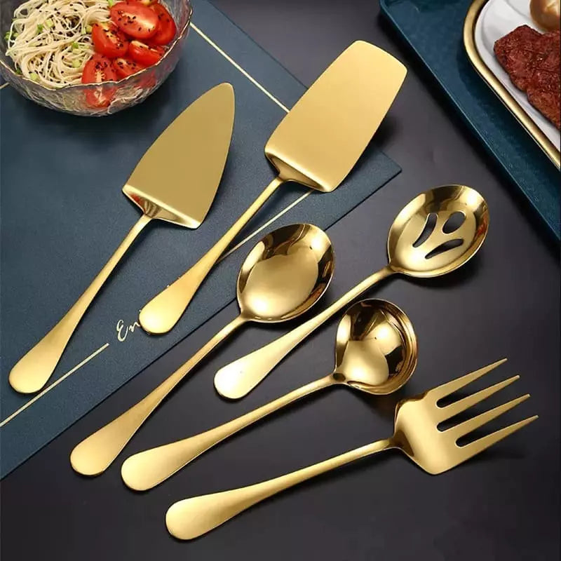 Kit Utensílios de Cozinha 6 Peças Inox Dourado Polihousi 1