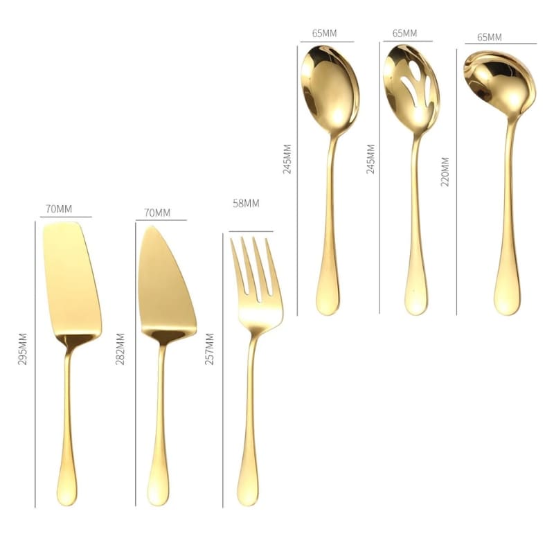 Kit Utensílios de Cozinha 6 Peças Inox Dourado Polihousi 14