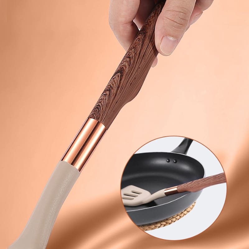 Kit Utensílios de Cozinha Silicone 10 Peças Com Organizador Rosé Polihousi 5