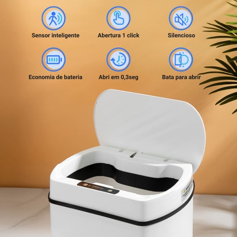Lixeira para Banheiro e Cozinha Automática com Sensor 15L Polihousi 4