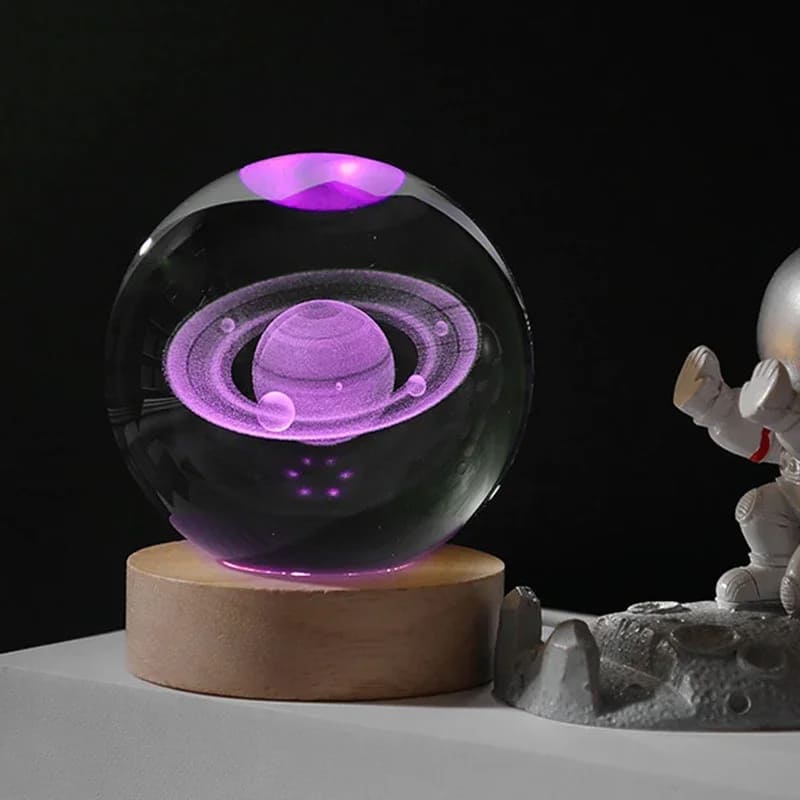 Luminária de Mesa LED Luz Noturna 3D Bola Cristal Polihousi 12