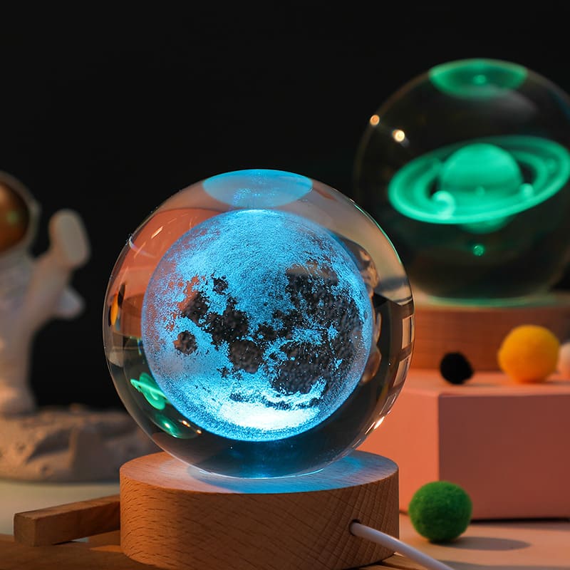 Luminária de Mesa LED Luz Noturna 3D Bola Cristal Polihousi 2