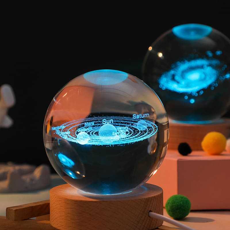 Luminária de Mesa LED Luz Noturna 3D Bola Cristal Polihousi 5