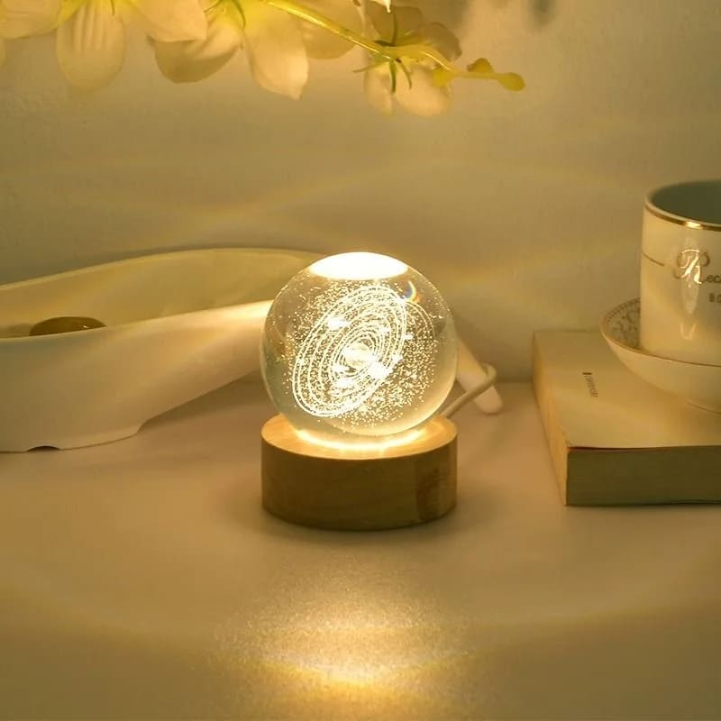 Luminária de Mesa LED Luz Noturna 3D Bola Cristal Polihousi 8