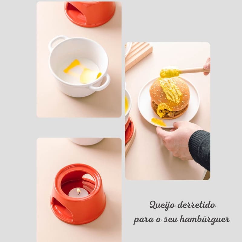 Panela de Fondue de Queijo e Chocolate Cerâmica Polihousi 10