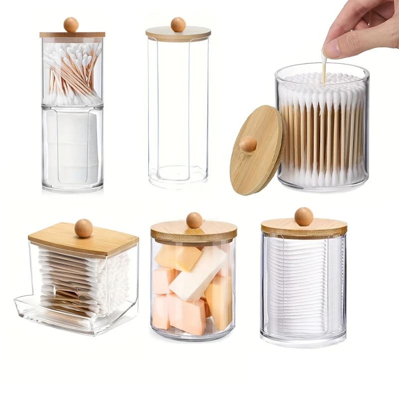 Organizador Porta Algodão e Cotonete Acrílico Kit Polihousi 3