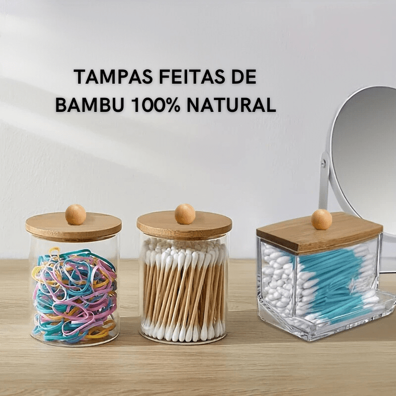 Organizador Porta Algodão e Cotonete Acrílico Kit Polihousi 4