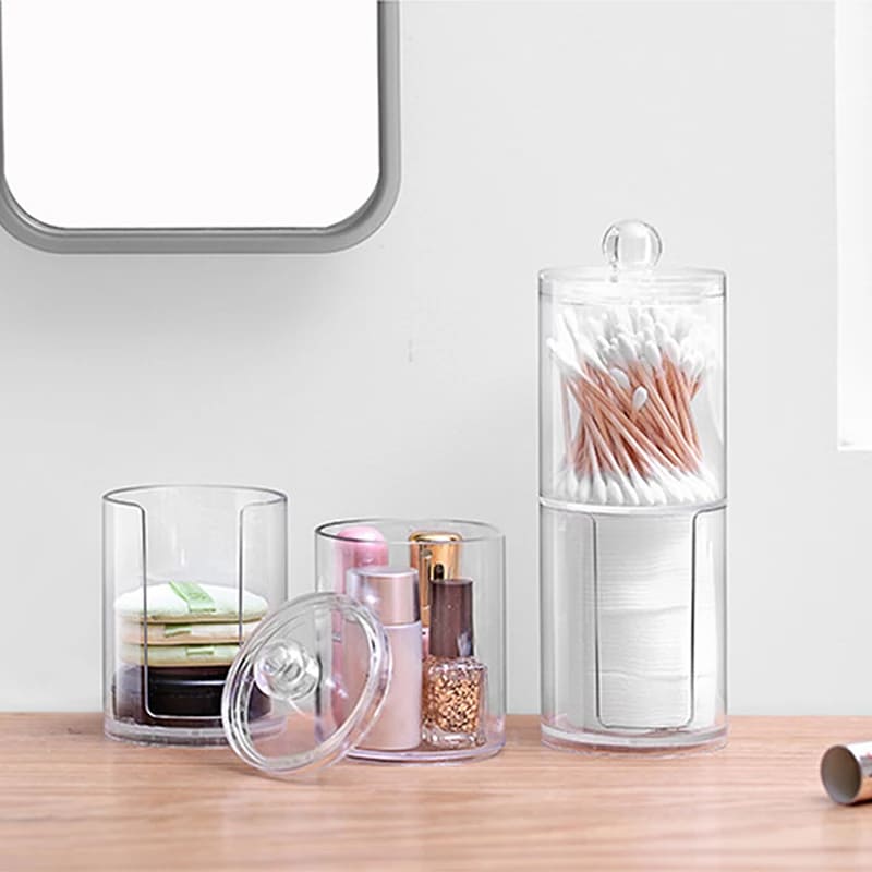 Organizador Porta Algodão e Cotonete Acrílico Kit Polihousi 6