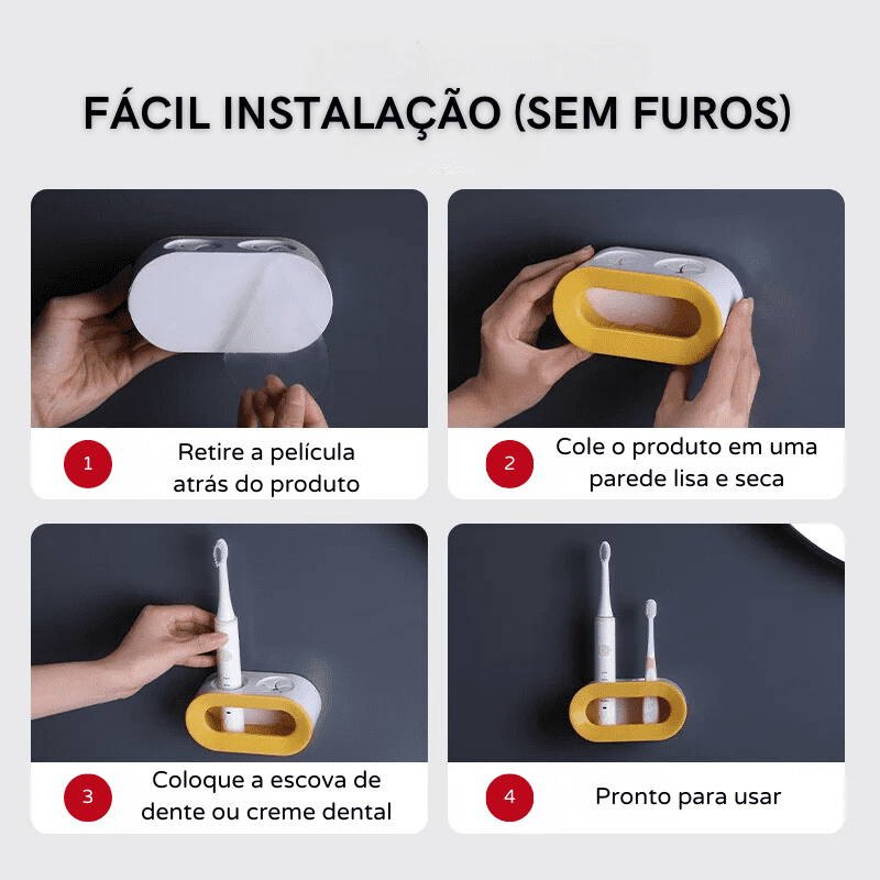 Porta Escova de Dente e Pasta Parede Organizador Polihousi 10