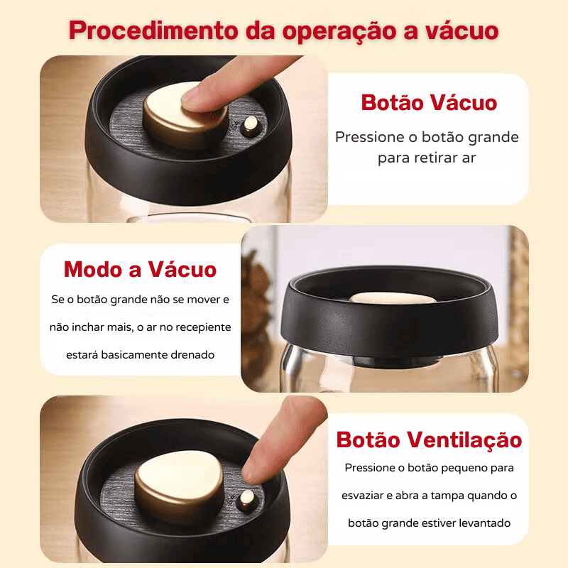 Pote de Vidro com Tampa Hermética Café a Vácuo Polihousi 11