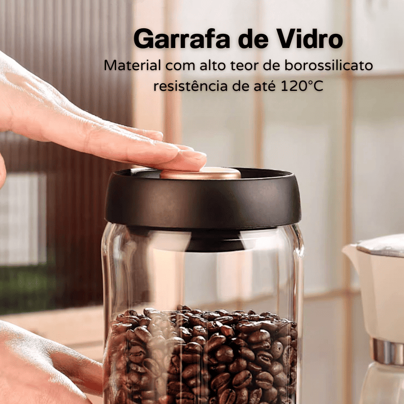 Pote de Vidro com Tampa Hermética Café a Vácuo Polihousi 8
