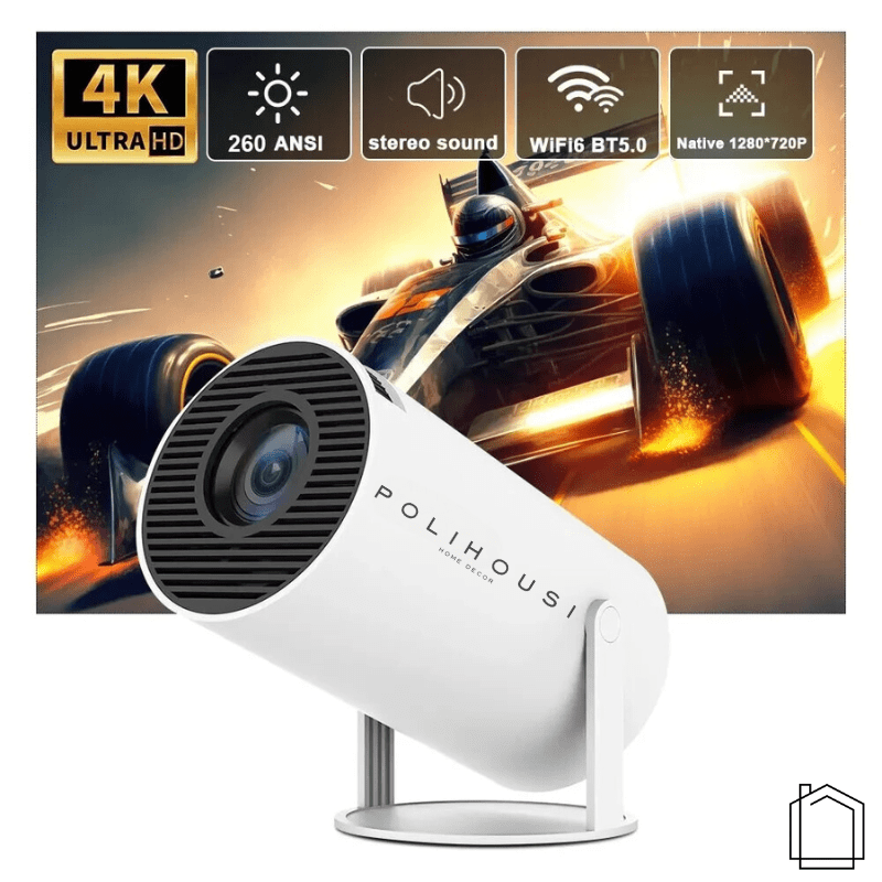 Projetor Portátil 4K 1080p Cinema em Casa Ultra HD Polihousi 1