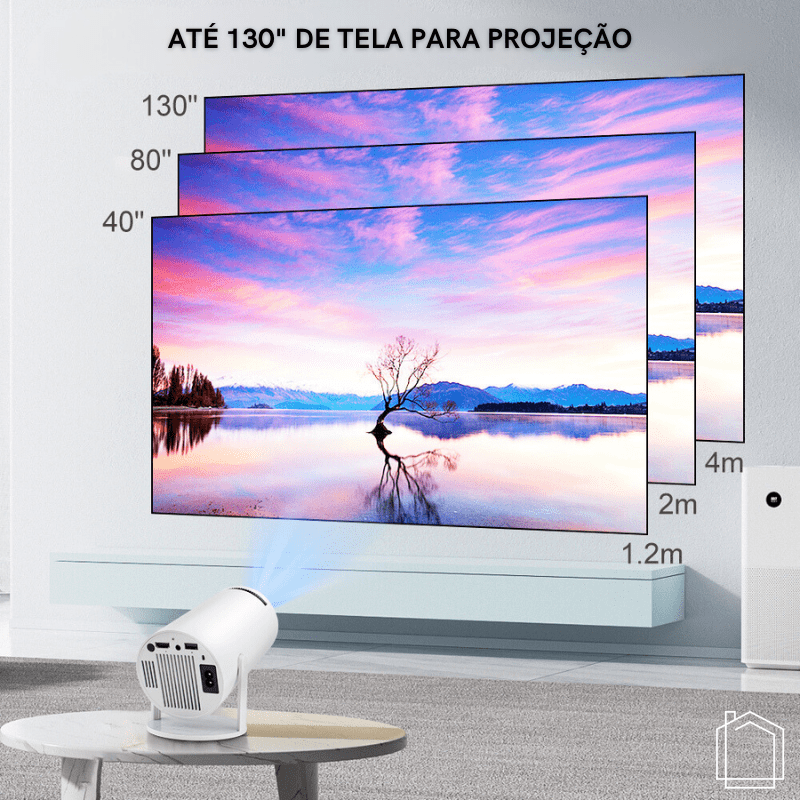 Projetor Portátil 4K 1080p Cinema em Casa Ultra HD Polihousi 2