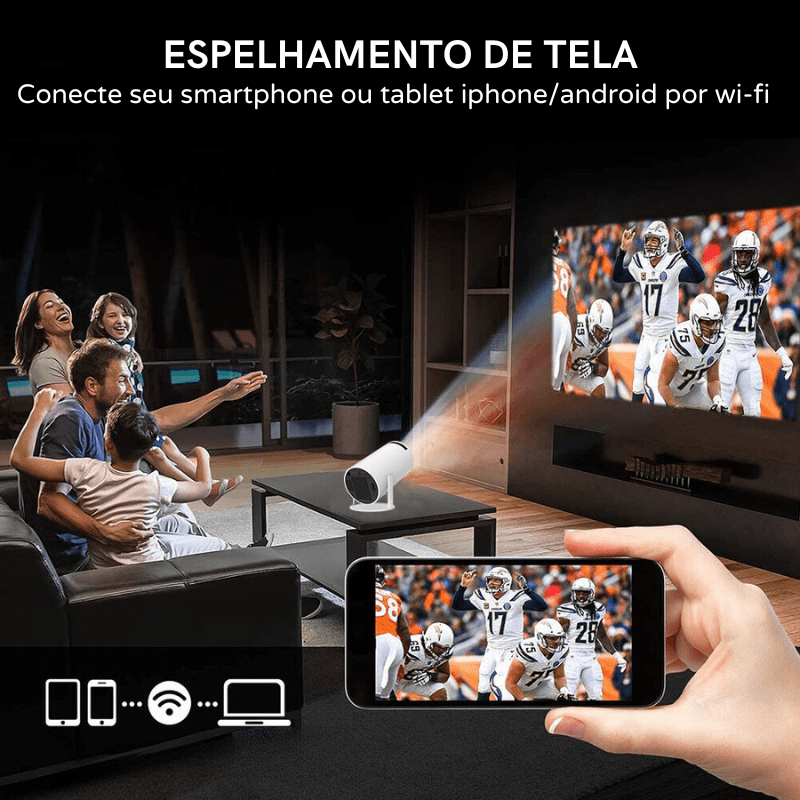 Projetor Portátil 4K 1080p Cinema em Casa Ultra HD Polihousi 6