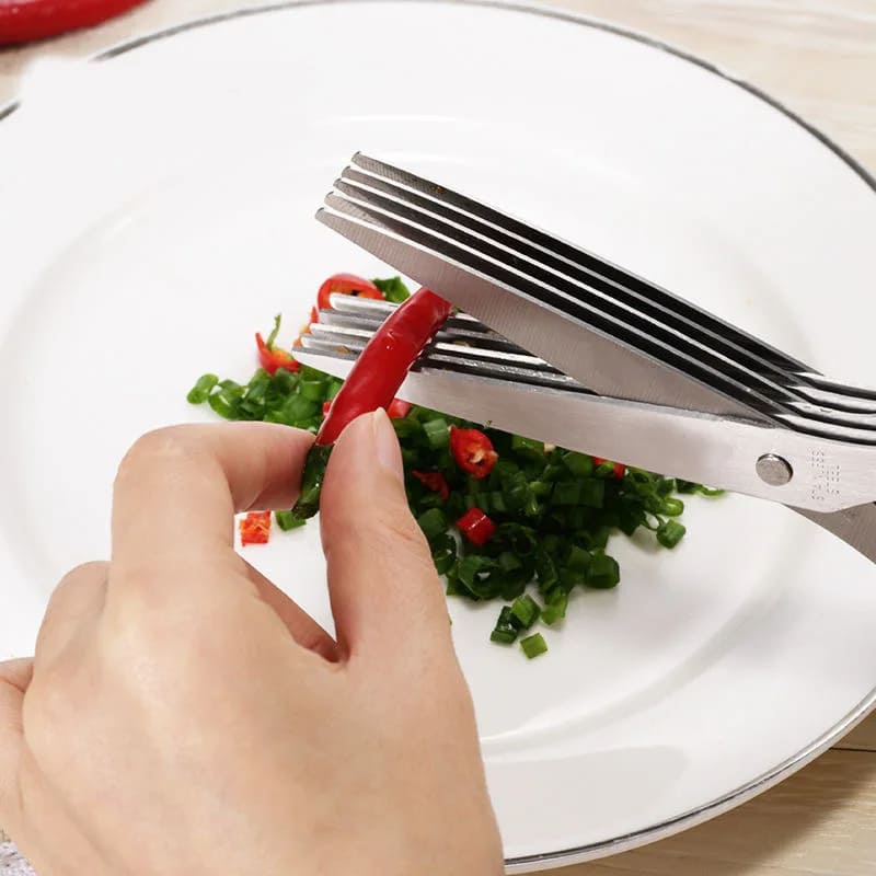 Tesoura de Picotar Cozinha 5 Lâminas Temperos Inox Polihousi 3