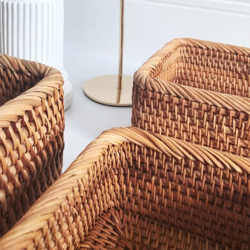 Cesto de Palha Rattan Feito a Mão 5