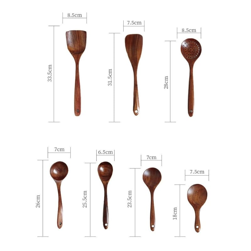 Kit Utensílios de Cozinha 7 Peças de Madeira 14