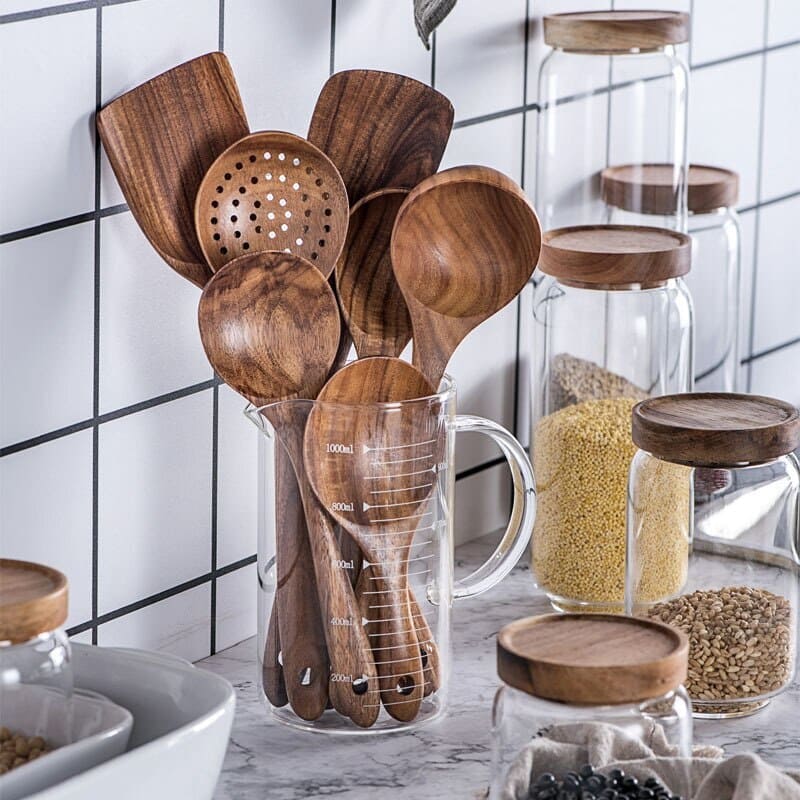 Kit Utensílios de Cozinha 7 Peças de Madeira 4