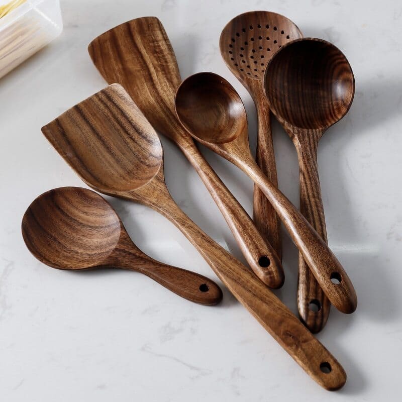 Kit Utensílios de Cozinha 7 Peças de Madeira 2