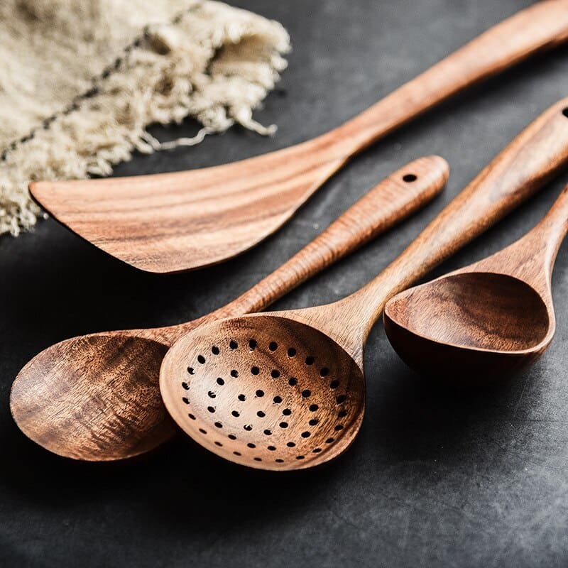 Kit Utensílios de Cozinha 7 Peças de Madeira 10