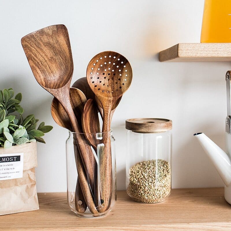 Kit Utensílios de Cozinha 7 Peças de Madeira 13