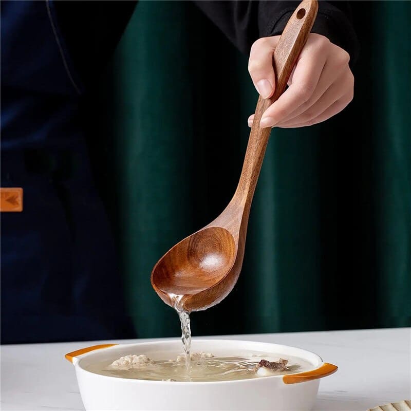 Kit Utensílios de Cozinha 7 Peças de Madeira 25